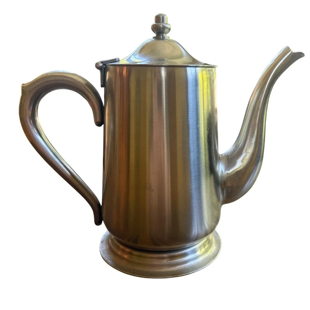 Vintage Brandware Stainless Coffee Pot - MCM Hinged Lid Japan‎ Tea Kettle